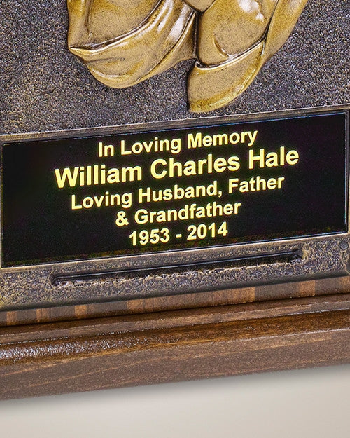 Praying Hands Wood Cremation Urn