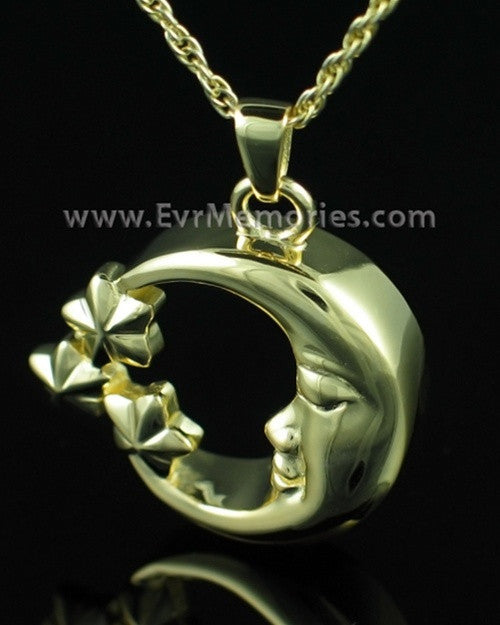 Gold Plated Moon and Stars Cremation Pendant