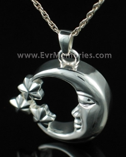 Sterling Silver Moon and Stars Cremation Pendant