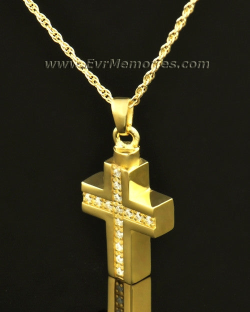14k Gold Brilliant Cross Keepsake Locket