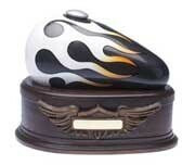 Born to Ride Motorcycle Cremation Urn-charcoal/white flame
