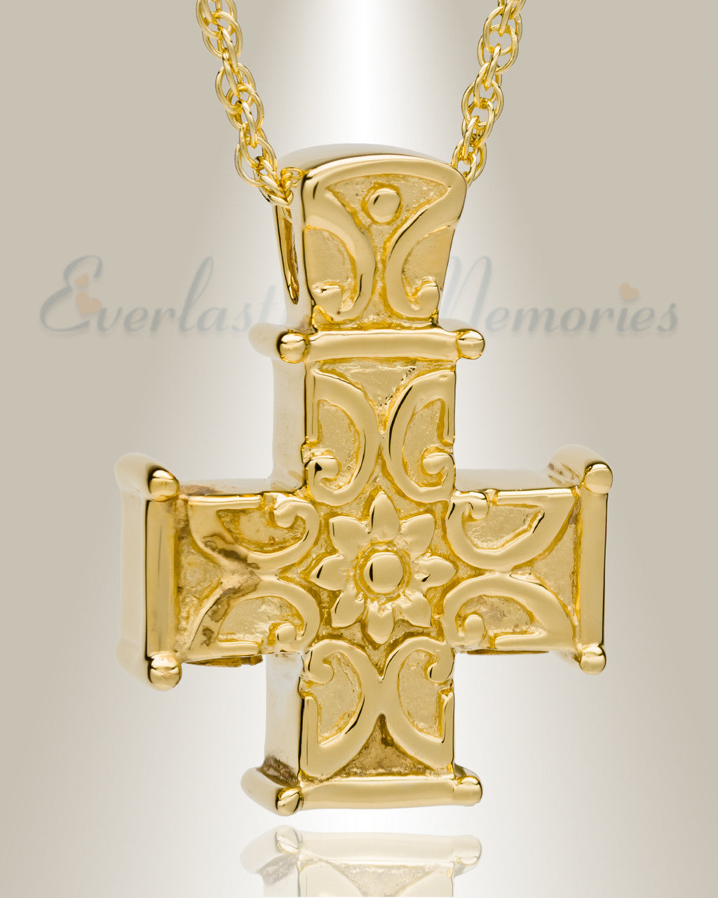 14K Gold Plated Companion Memory Cross Cremation Urn Keepsake