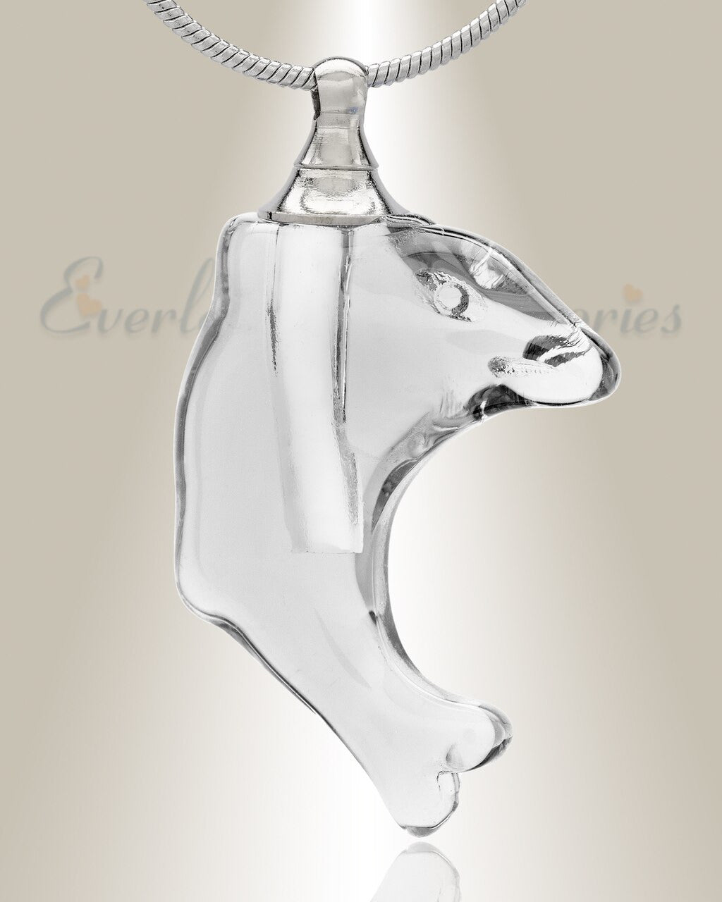 Glass Locket Clear Dolphin Cremation Jewelry