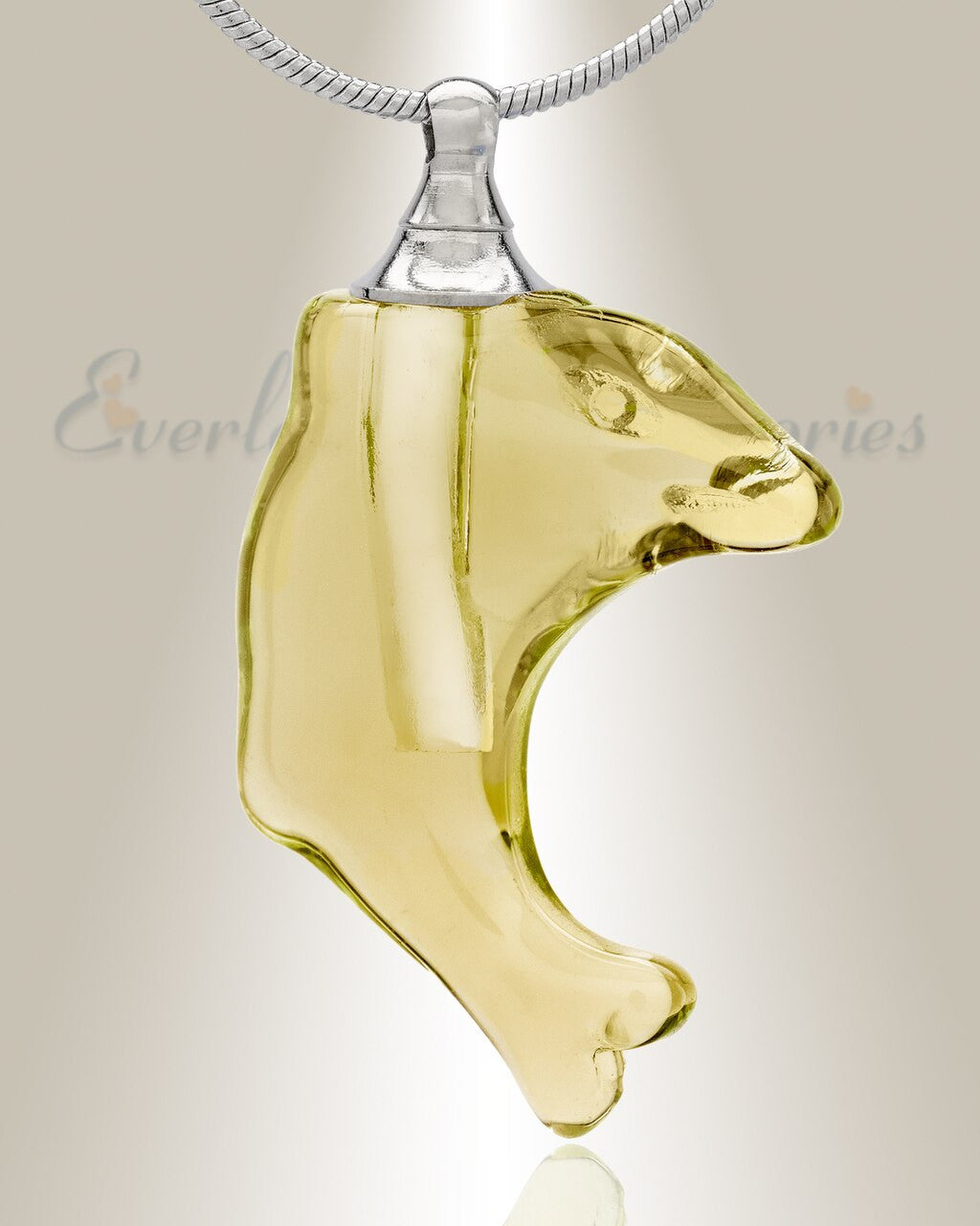 Glass Locket Yellow Dolphin Cremation Jewelry