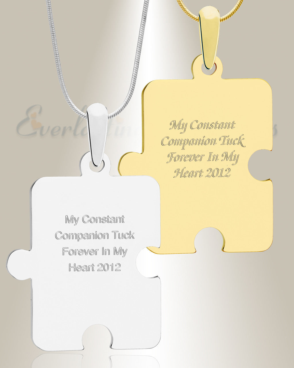 Large Puzzle Piece Photo Engraved Silver Pet Keepsake