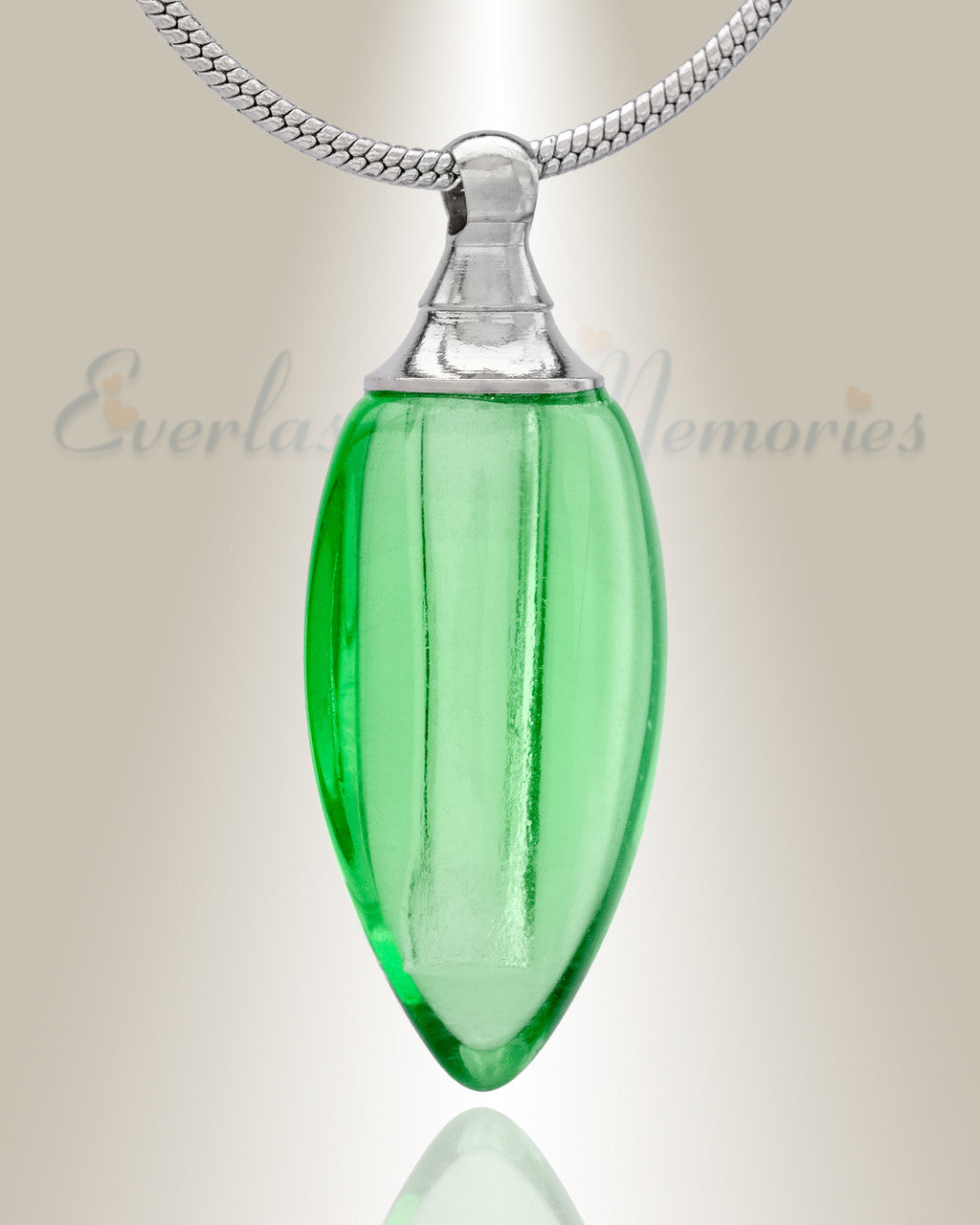 Glass Locket Green Tears Cremation Jewelry
