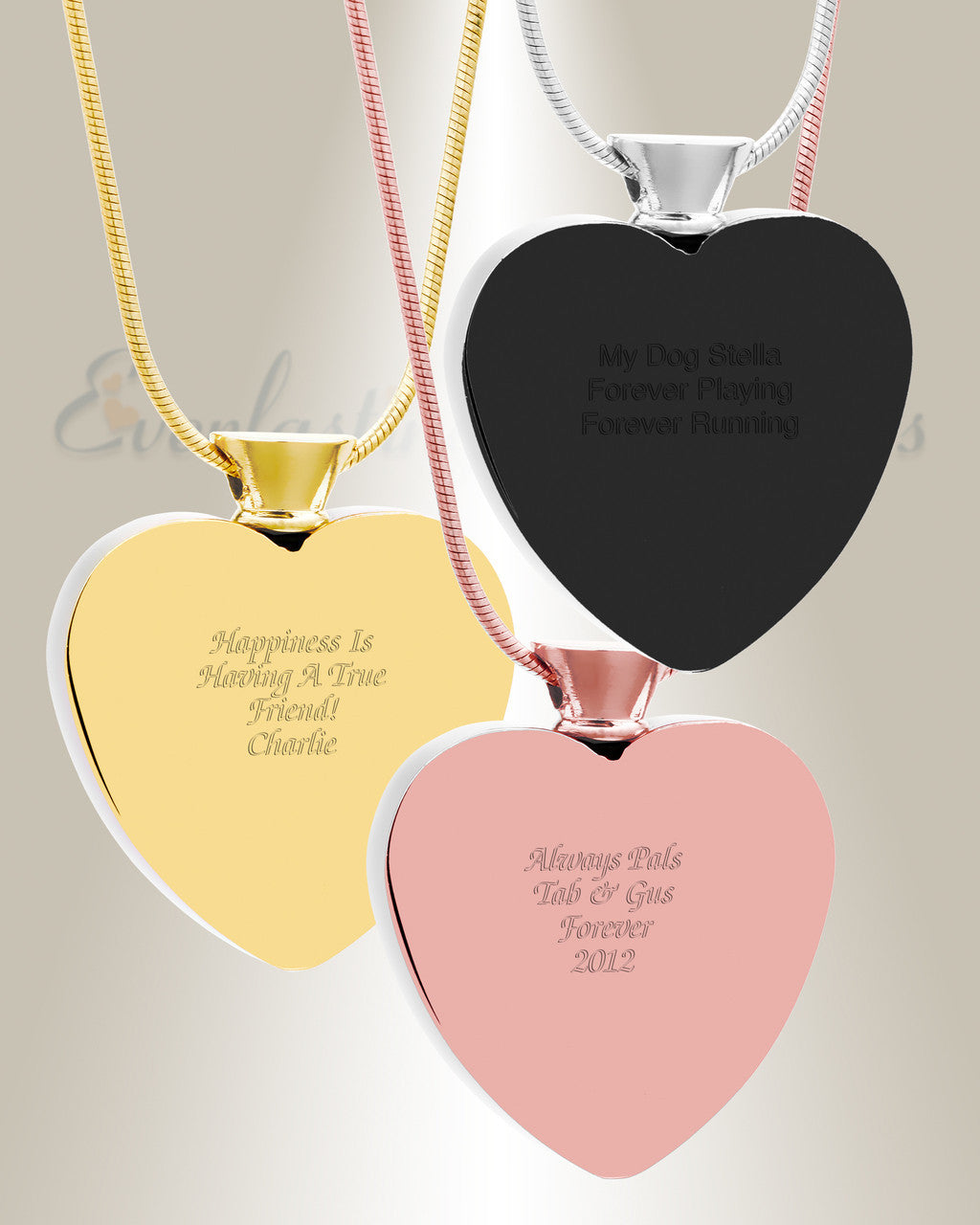 Heart Rose Gold Plated Picture Engraved Ash Pet Pendant
