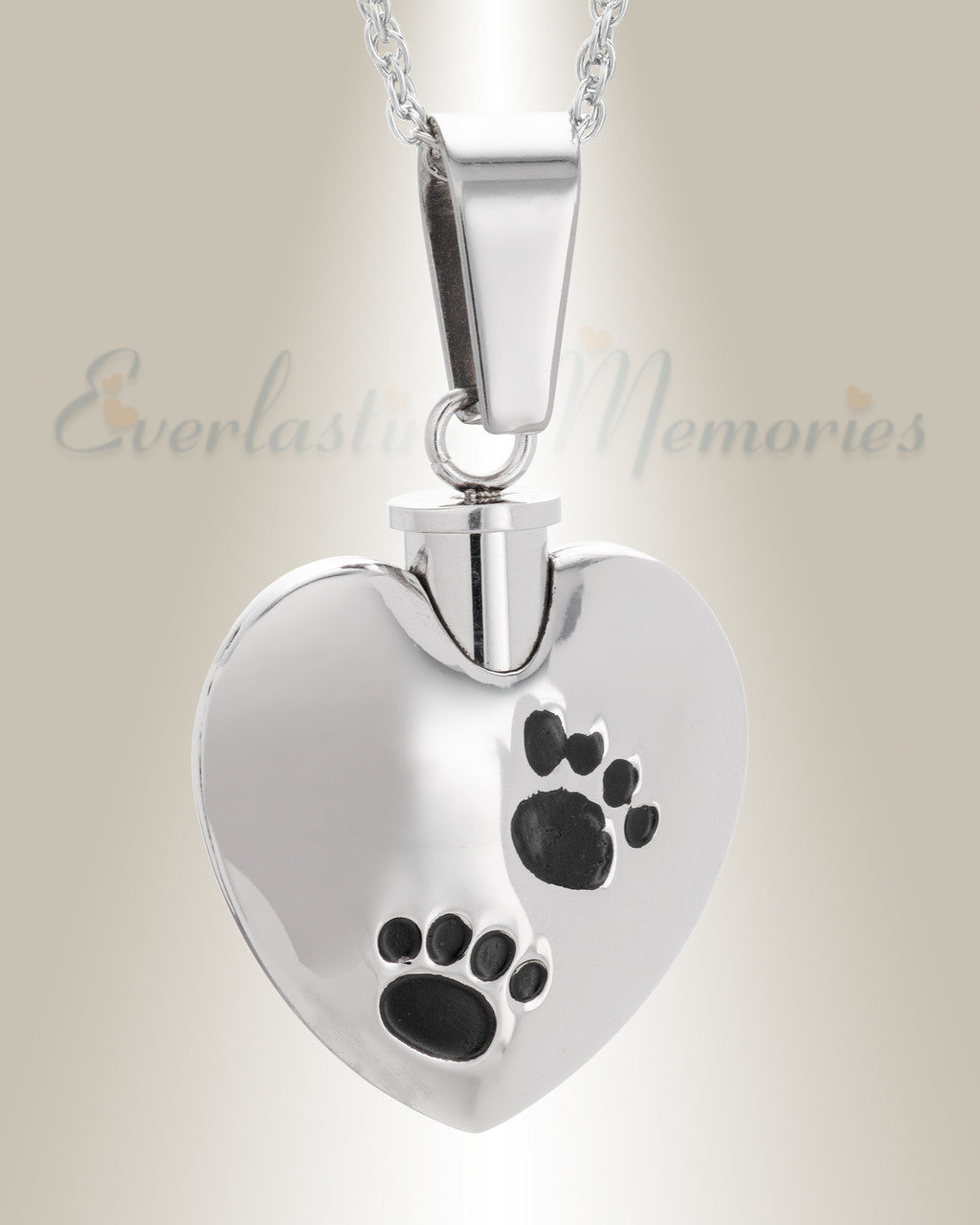 Stainless Steel Dirty Paws Heart Jewelry Urn