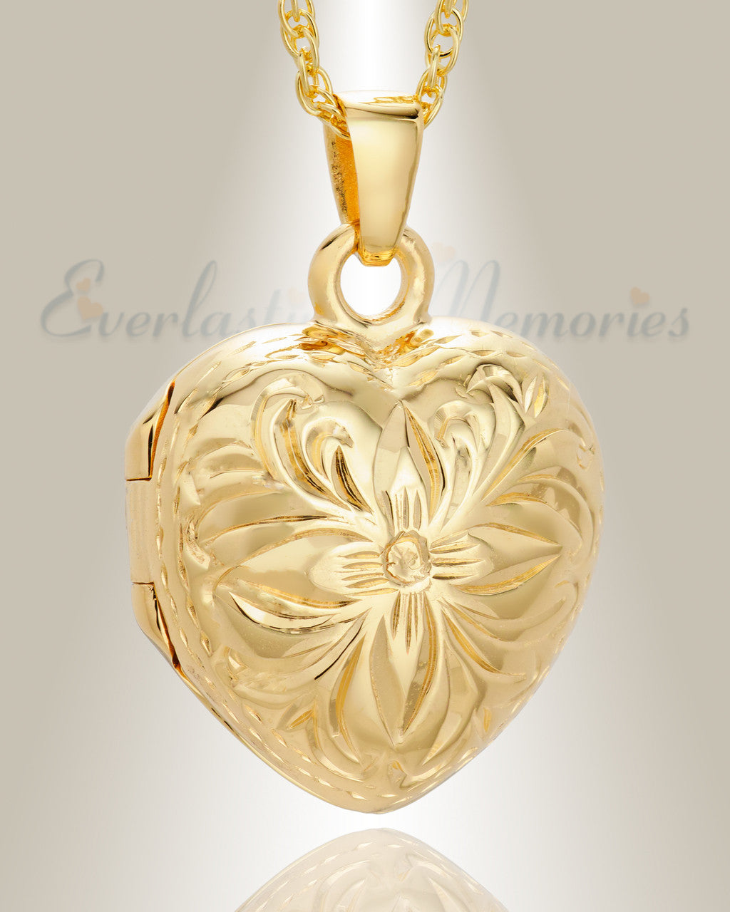 Gold Vermeil Daisy Heart Cremation Urn Keepsake