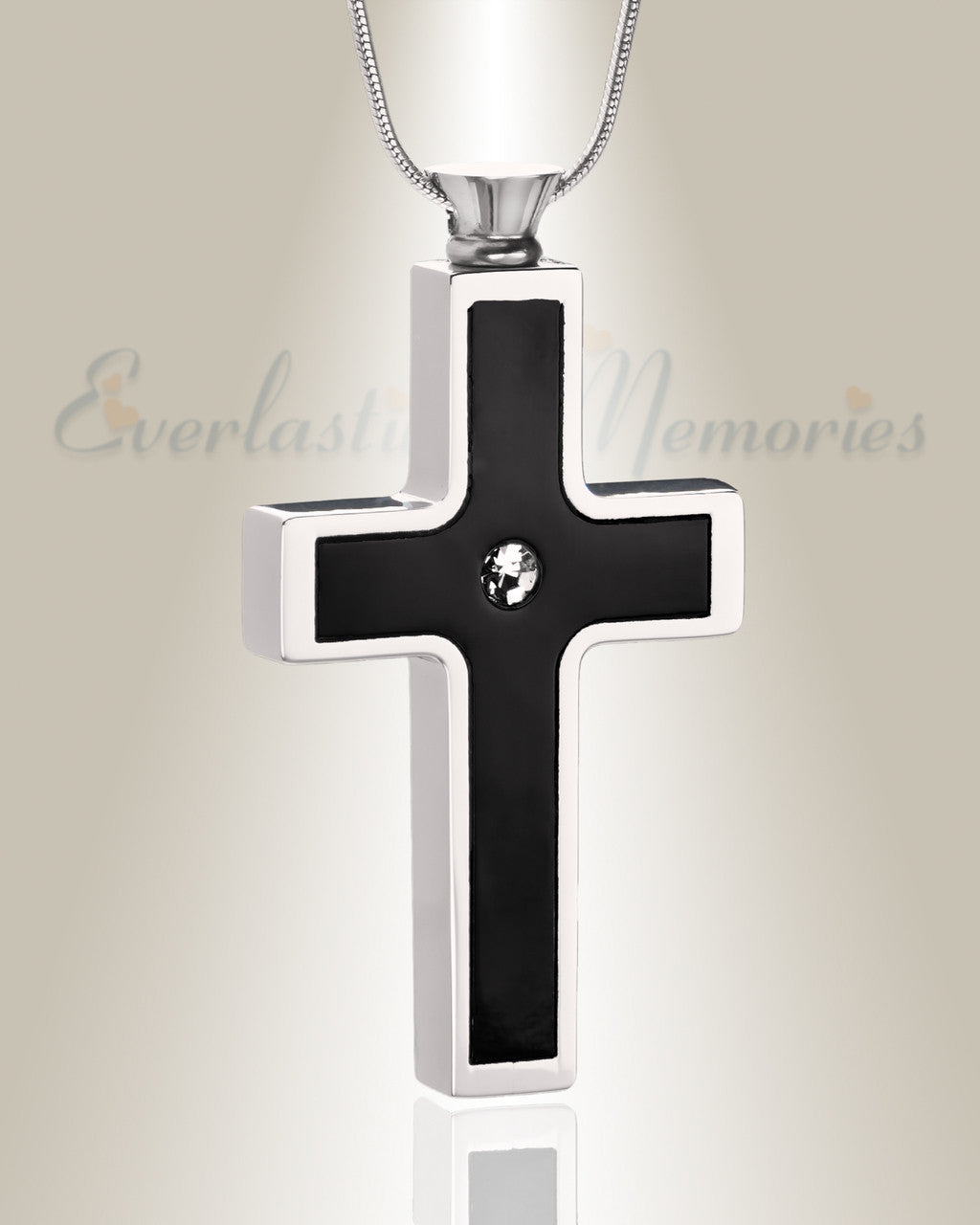 Black Stainless Dependable Cross Cremation Jewelry