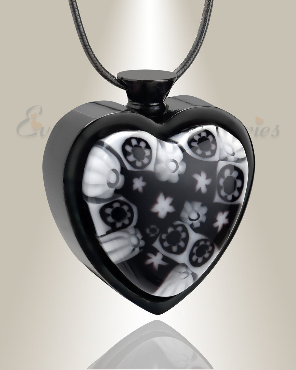 Cameo of Flowers Heart Cremation Locket
