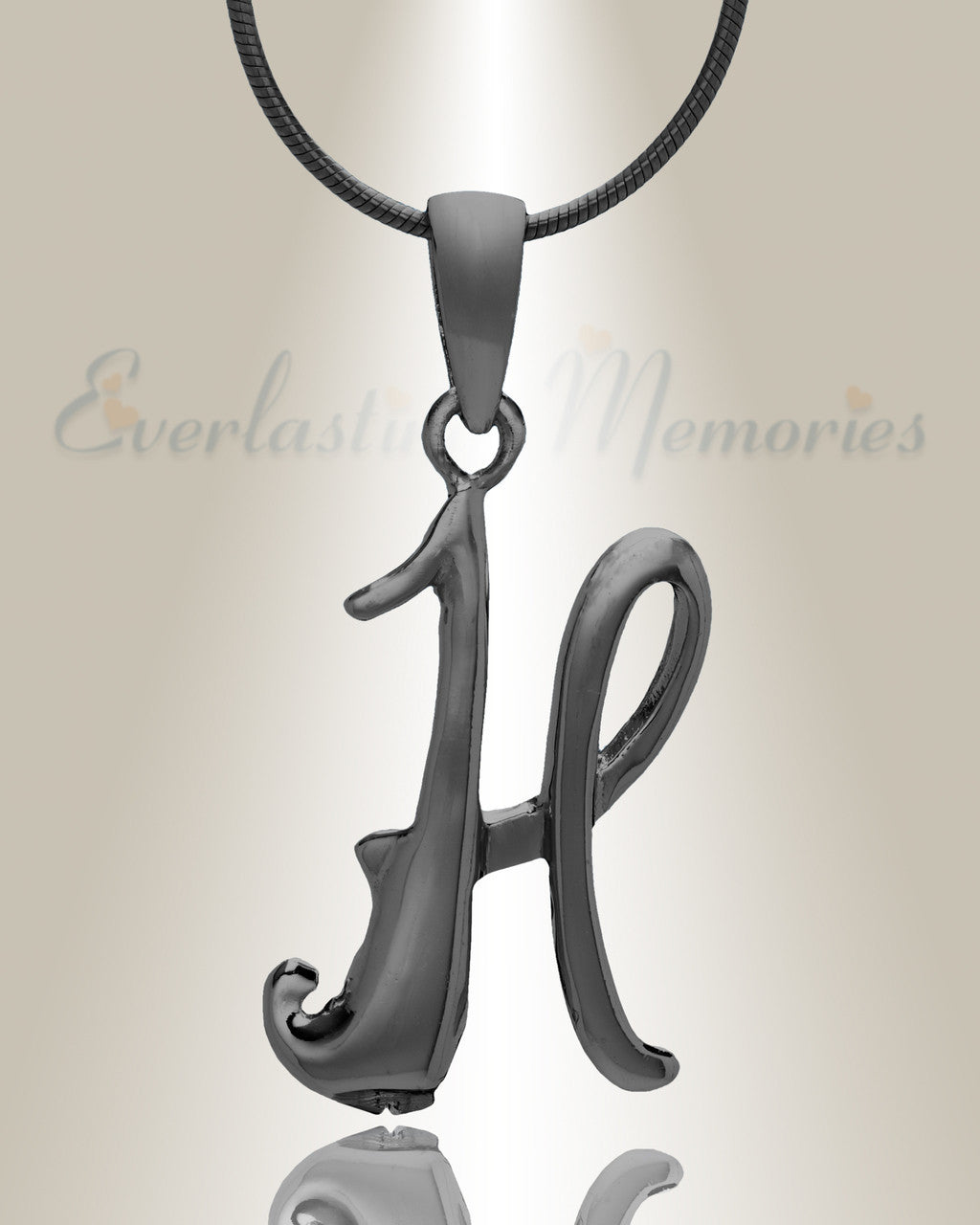 Black "H" Initial Cremation Jewelry