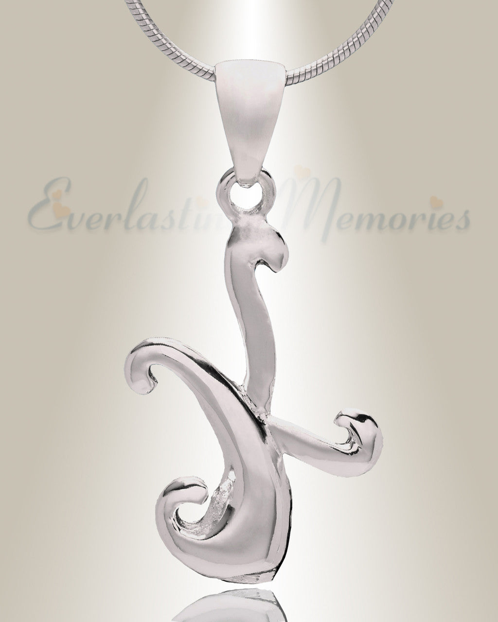 Silver "K" Initial Cremation Jewelry