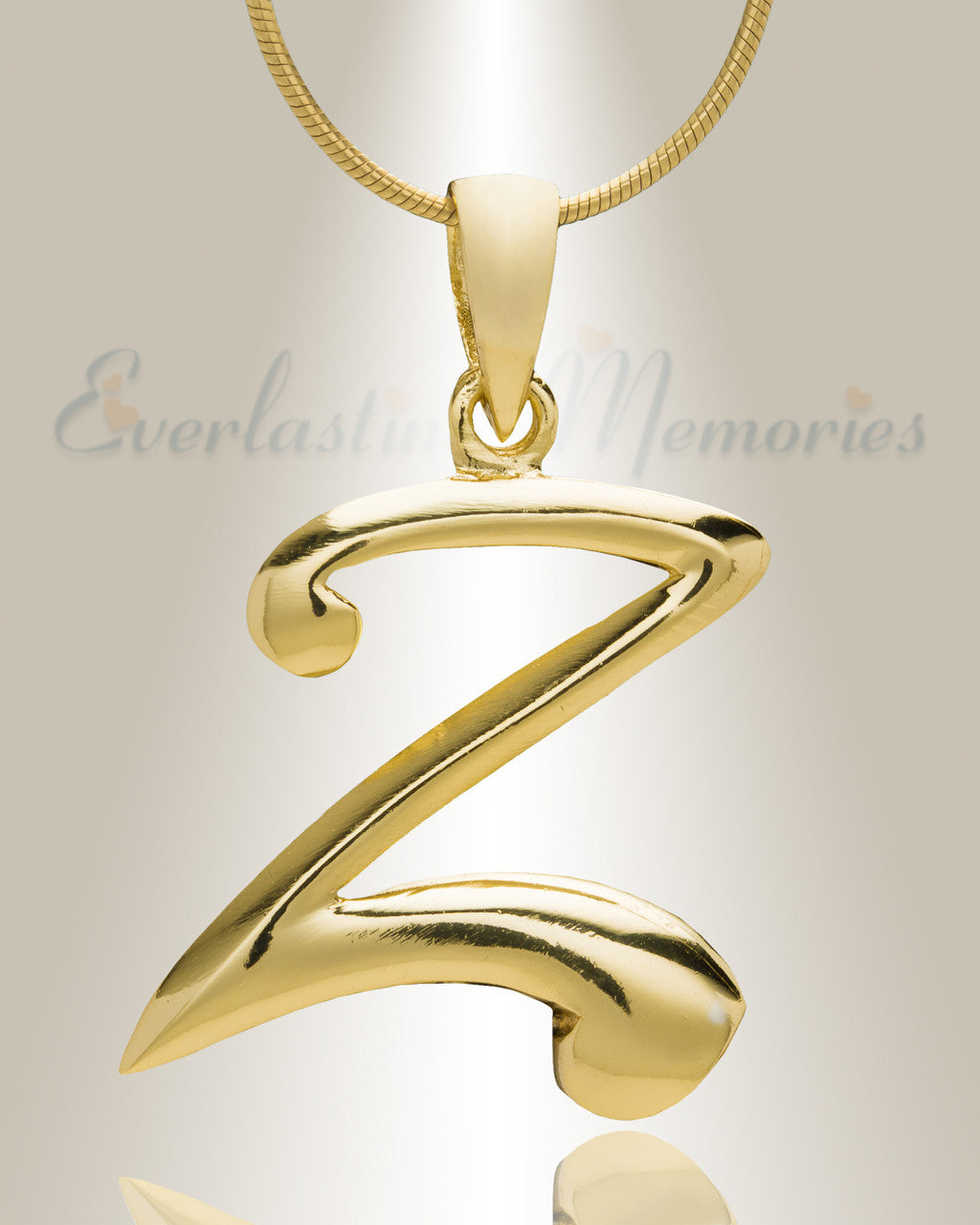 Gold "Z" Initial Cremation Jewelry