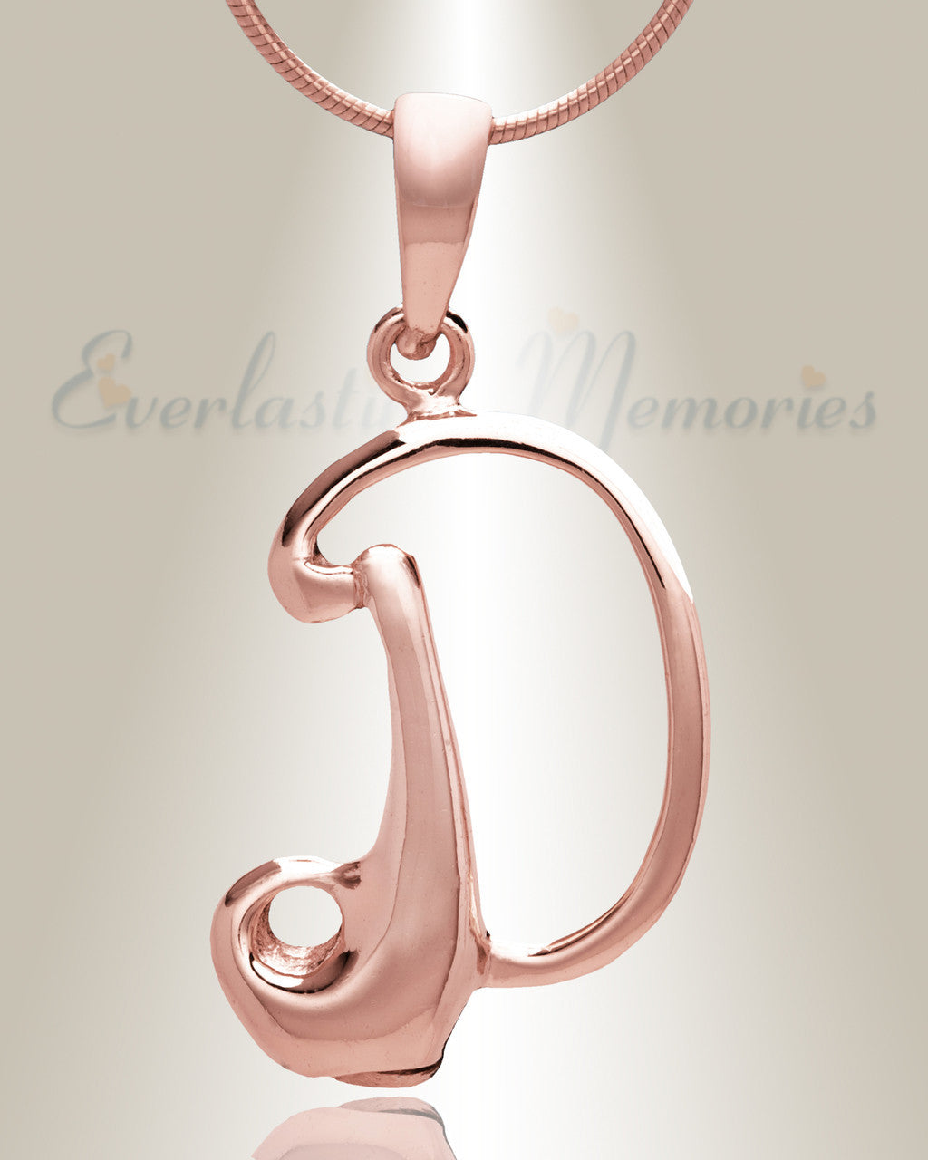 Rose Gold "D" Initial Cremation Jewelry