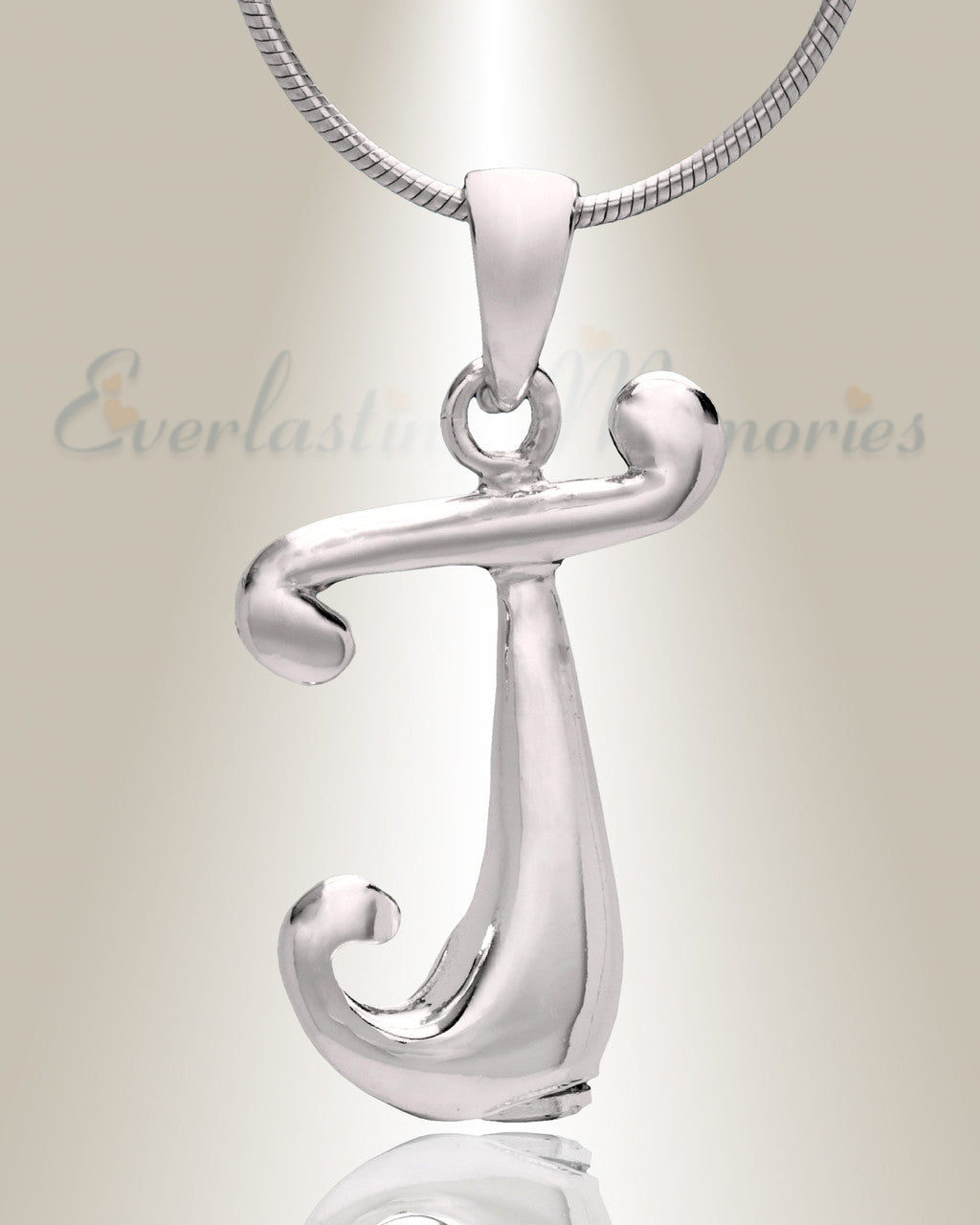 Silver "J" Initial Cremation Jewelry