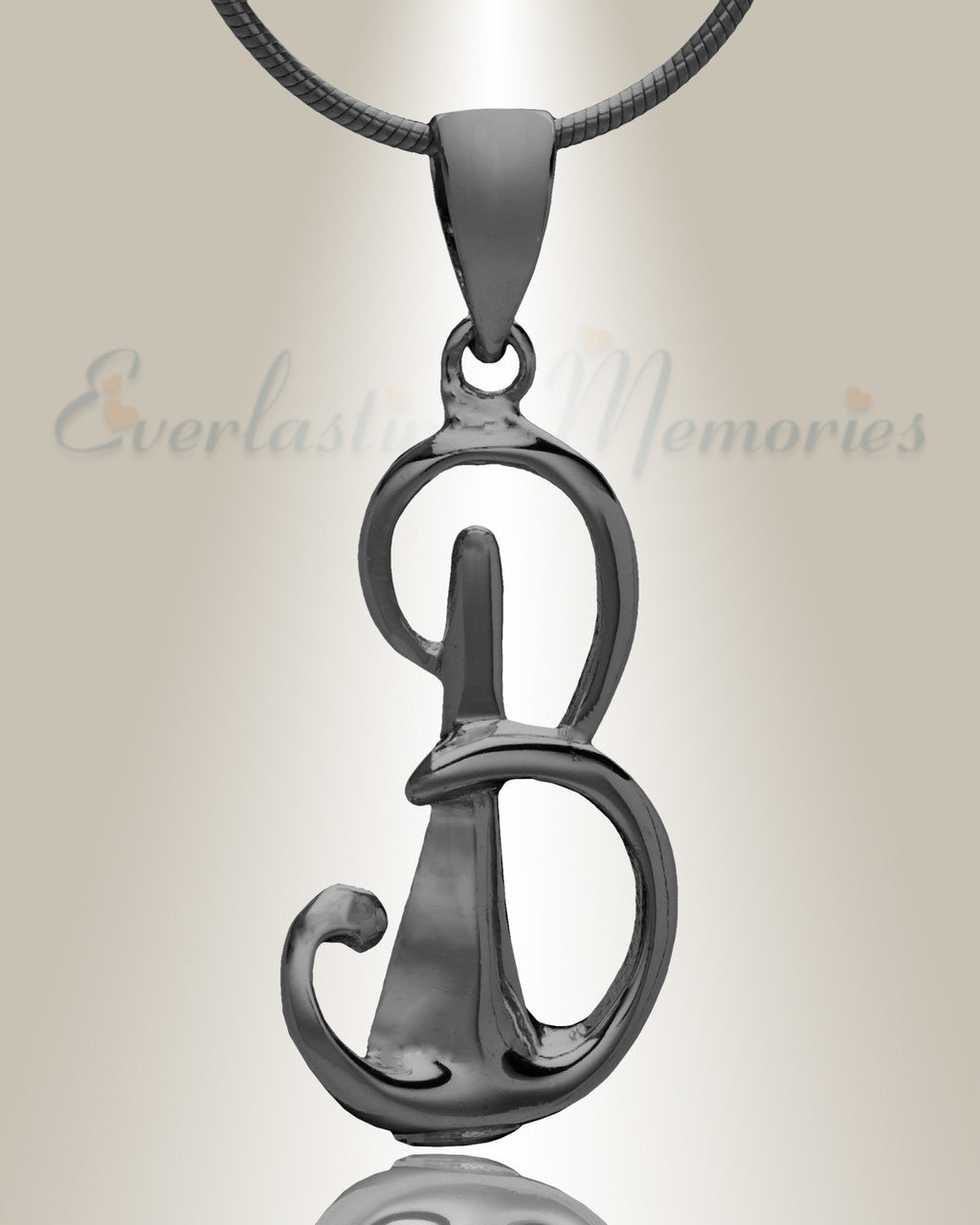 Black "B" Initial Cremation Jewelry