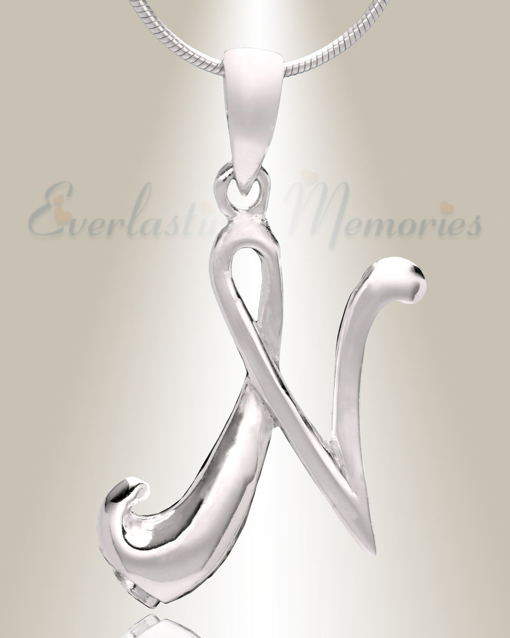 Silver "N" Initial Cremation Jewelry