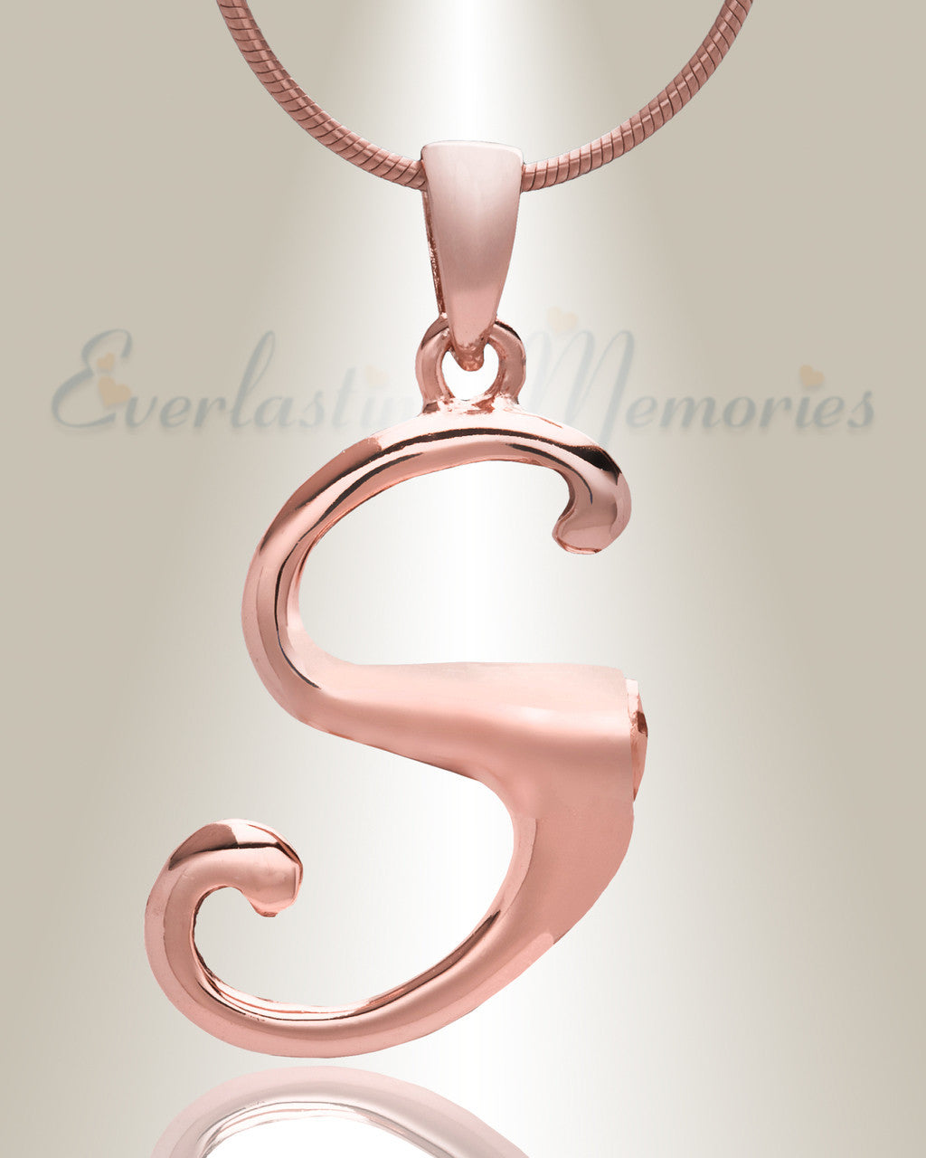 Rose Gold "S" Initial Cremation Jewelry