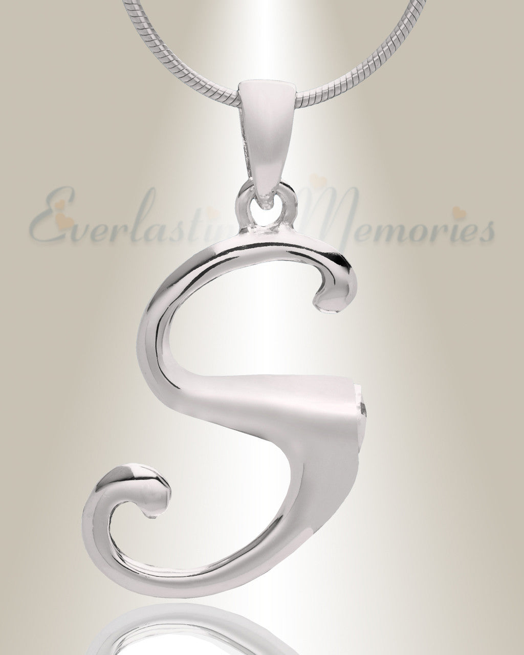 Silver "S" Initial Cremation Jewelry