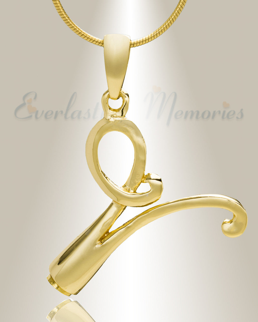 Gold "V" Initial Cremation Jewelry