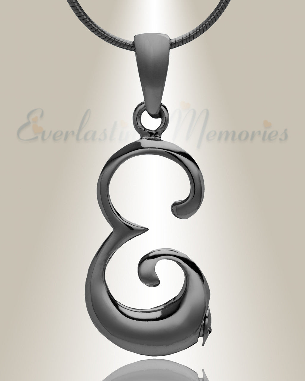 Black "E" Initial Cremation Jewelry