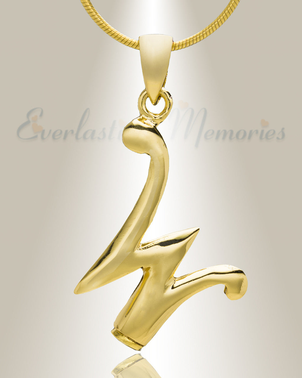 Gold "W" Initial Cremation Jewelry