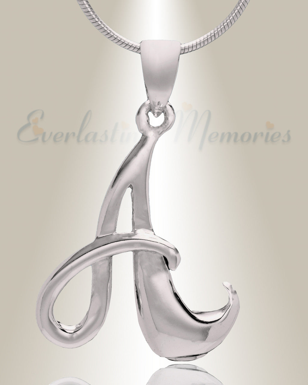 Silver "A" Initial Cremation Jewelry