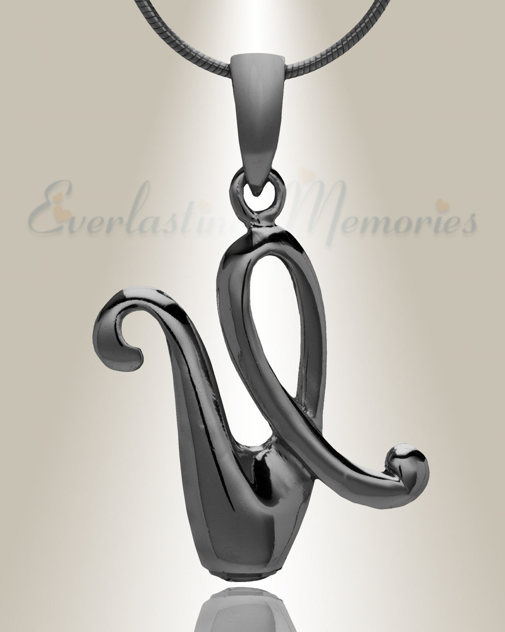 Black "U" Initial Cremation Jewelry