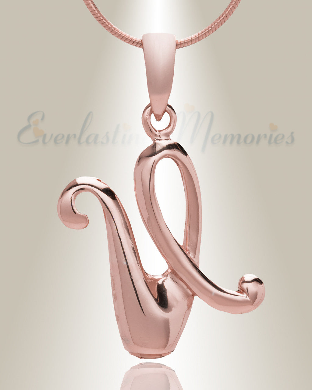 Rose Gold "U" Initial Cremation Jewelry