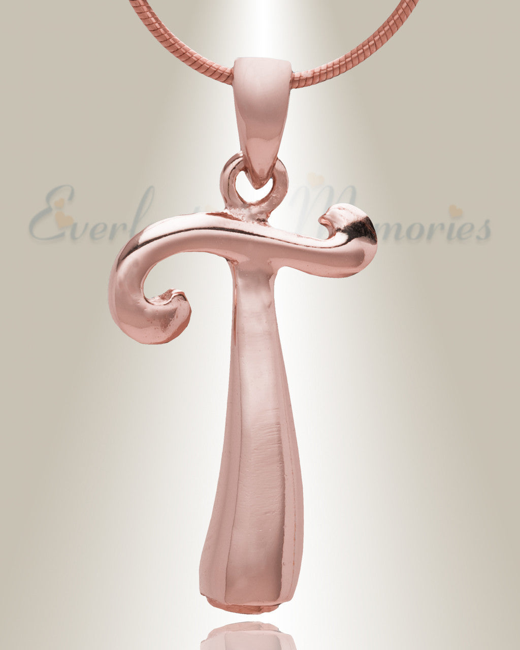 Rose Gold "T" Initial Cremation Jewelry