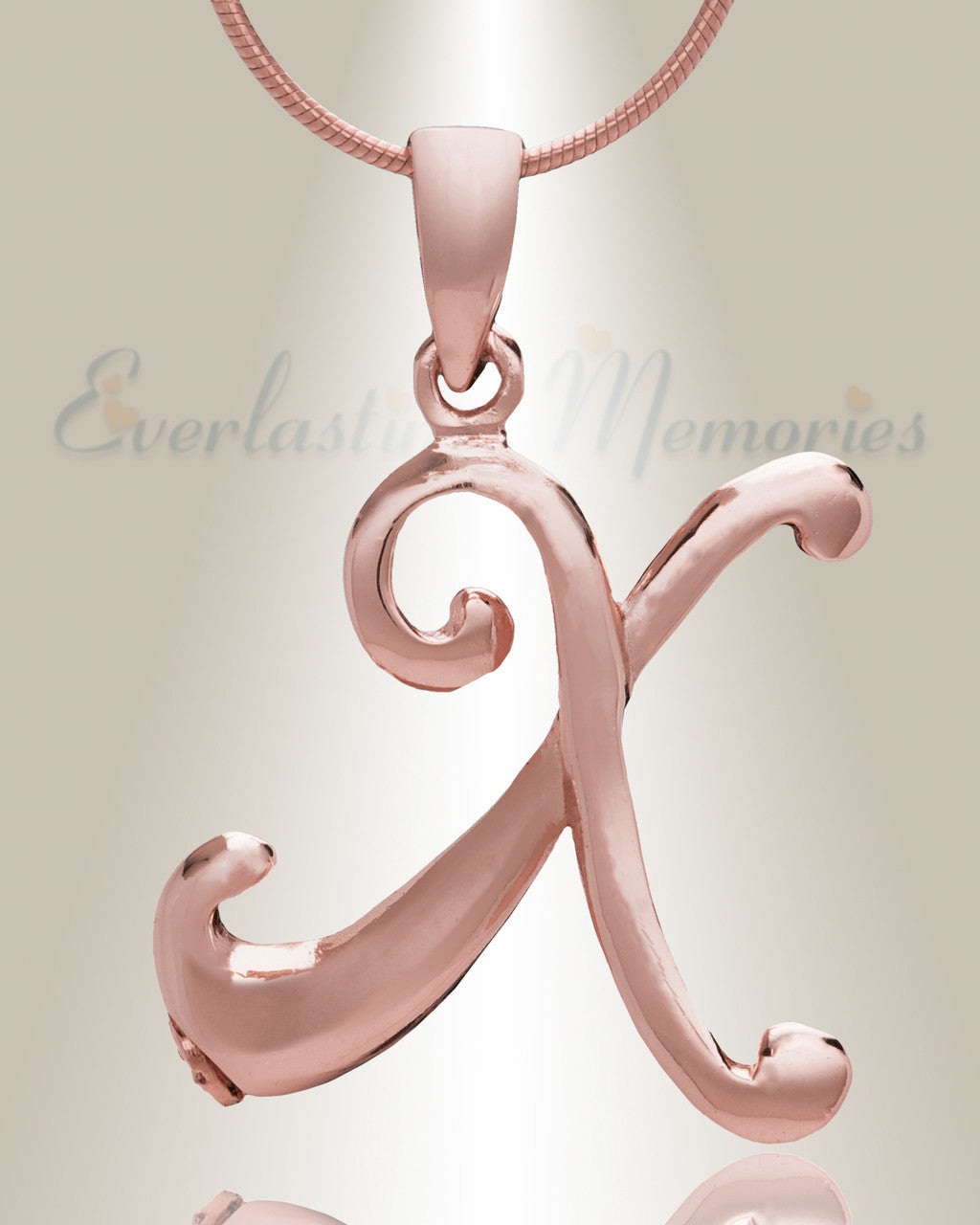 Rose Gold "X" Initial Cremation Jewelry