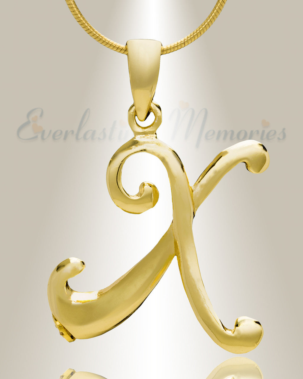 Gold "X" Initial Cremation Jewelry