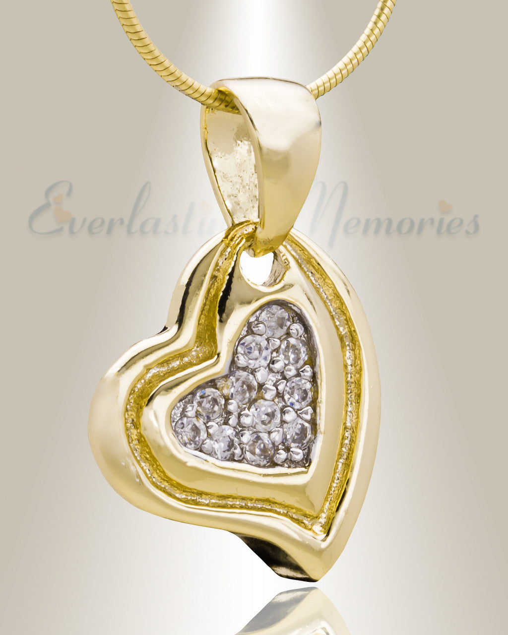 Gold Plated Delighted Heart Cremation Jewelry