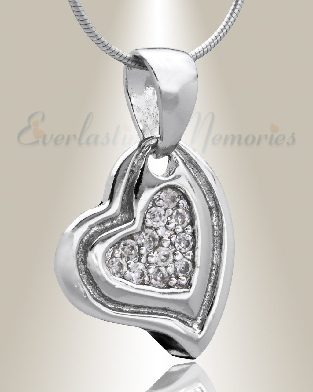 Silver Delighted Heart Cremation Jewelry