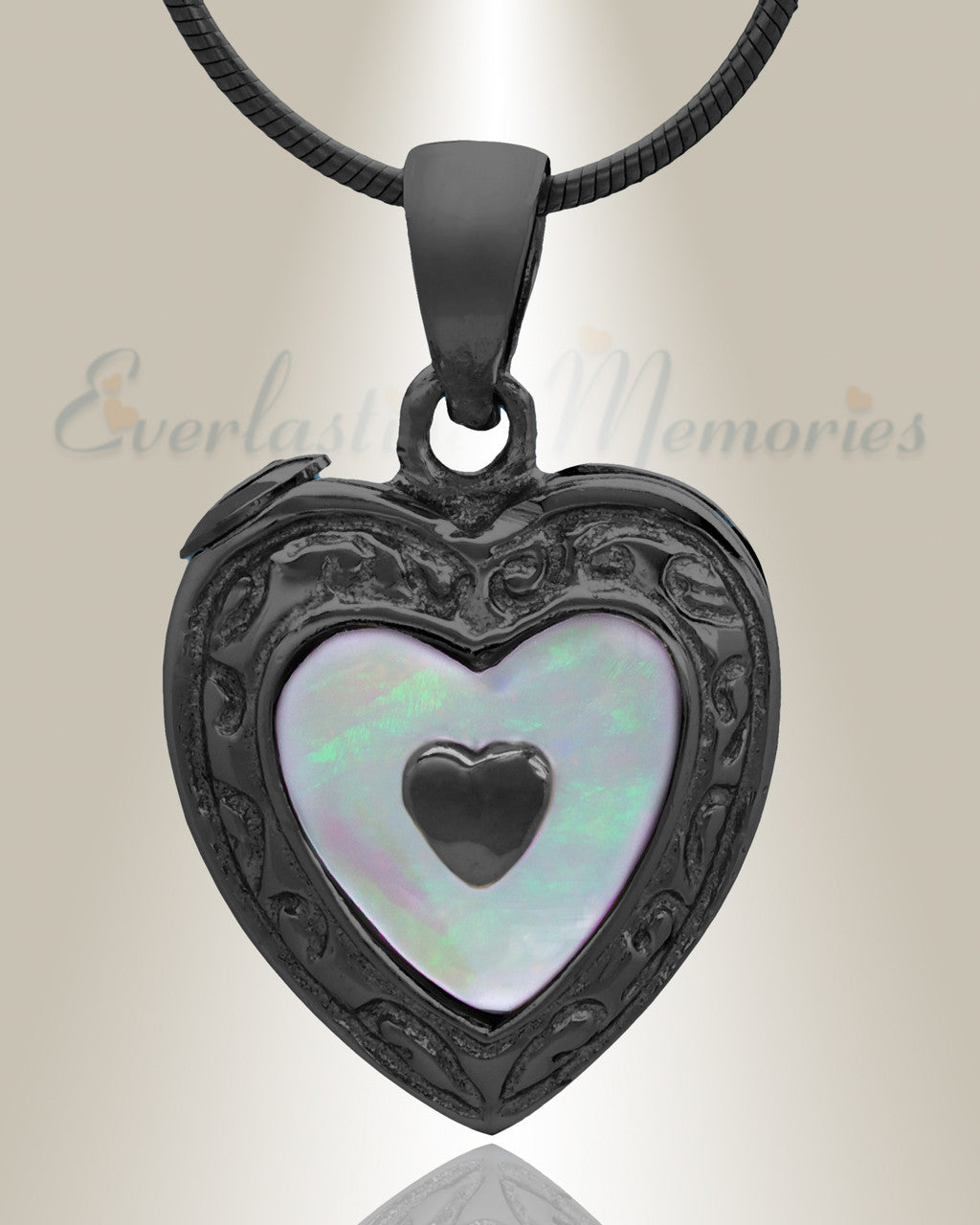 Black Tri Heart Cremation Jewelry