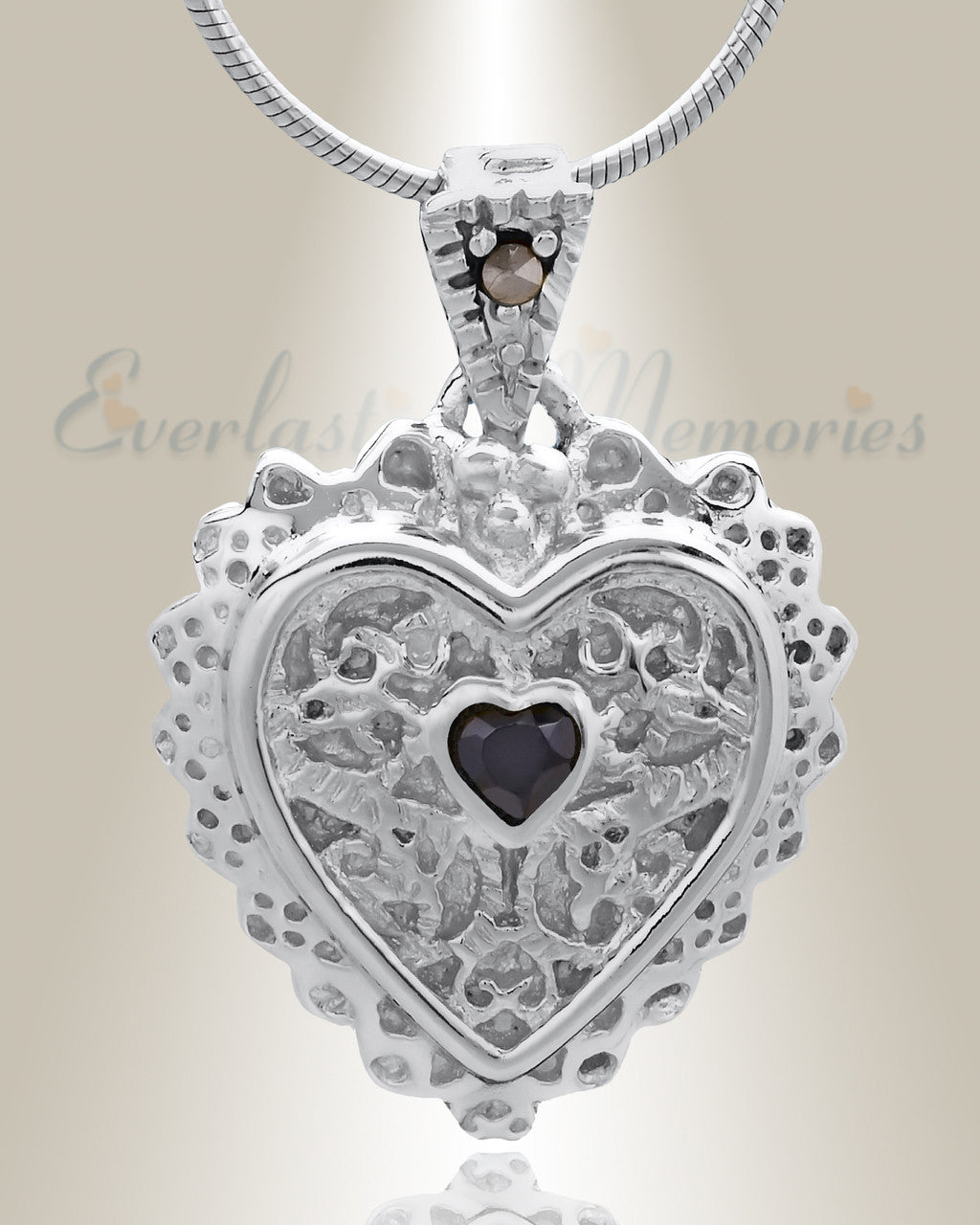 Silver Sophisticate Heart Cremation Jewelry