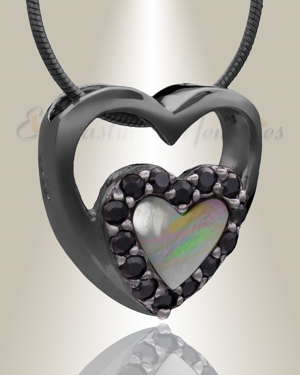 Black Together Heart Cremation Jewelry