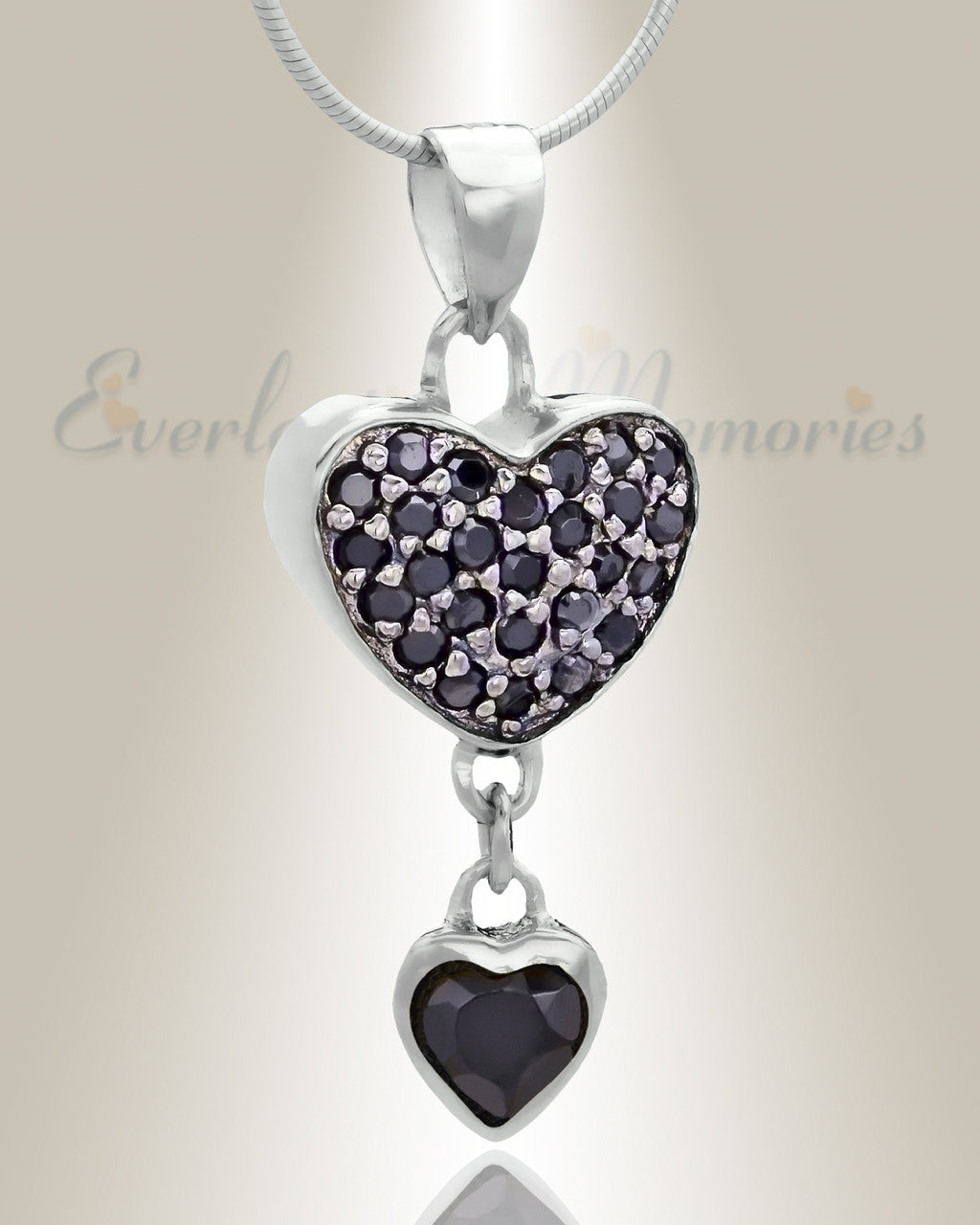 Silver Falling Heart Cremation Jewelry