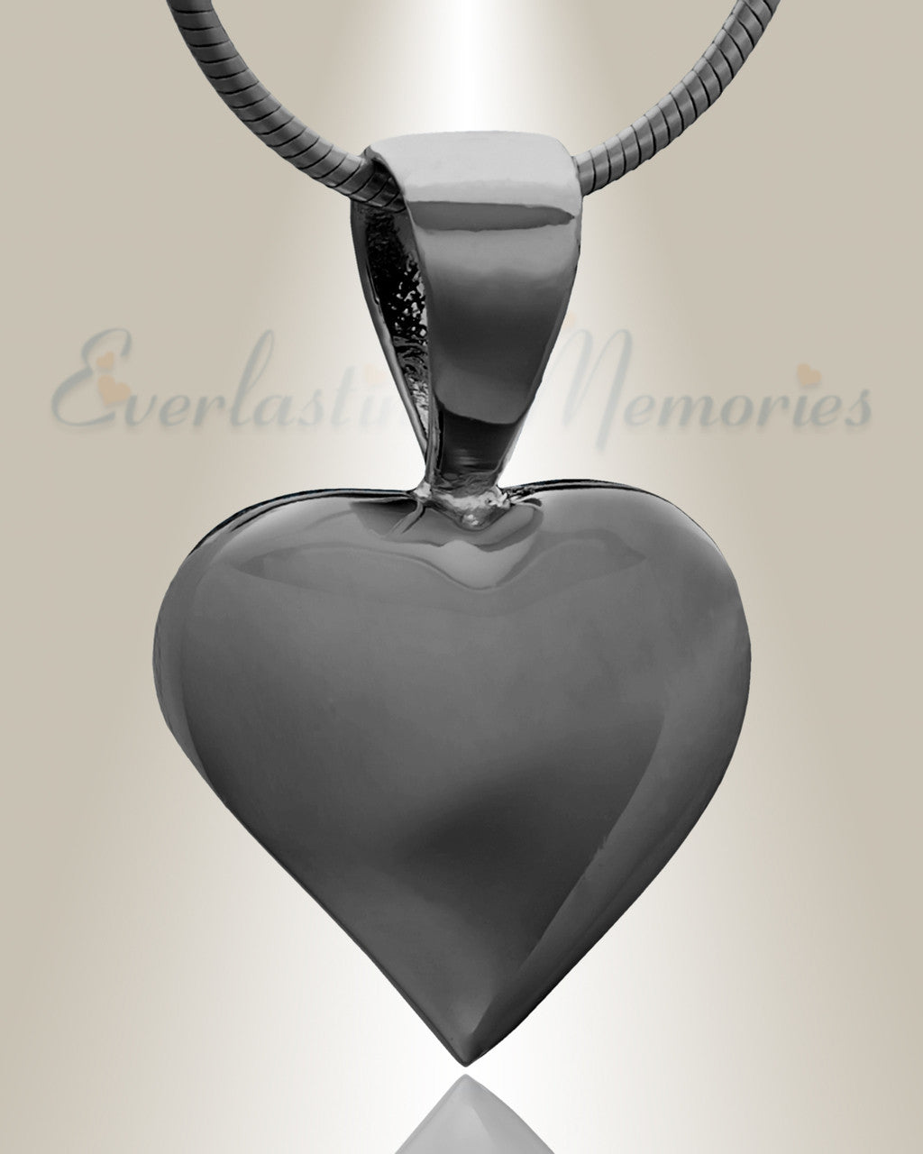 Black Caring Heart Cremation Jewelry