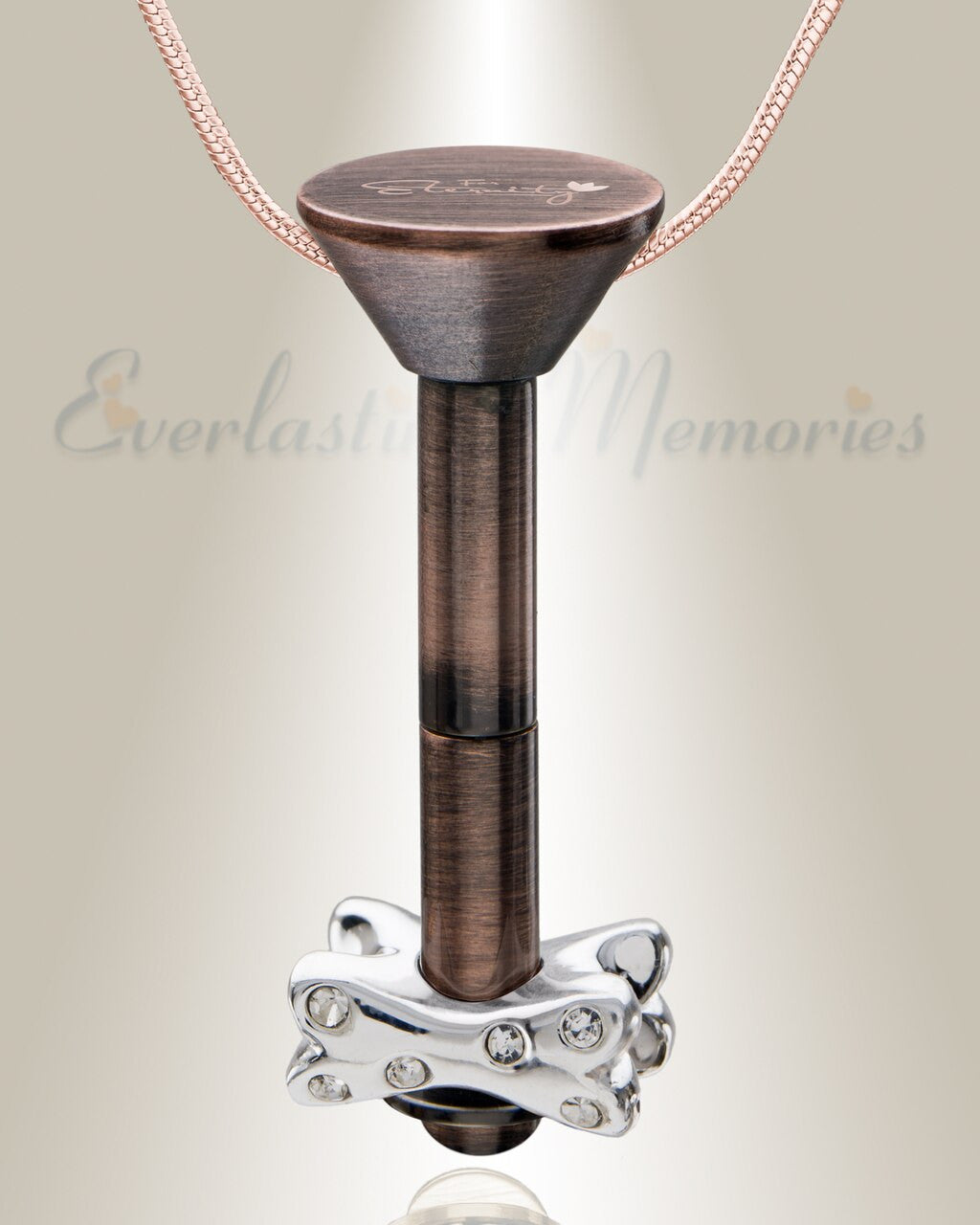 Antique Copper Plated Millenium Ash Pendant with Fanciful Bone Charm
