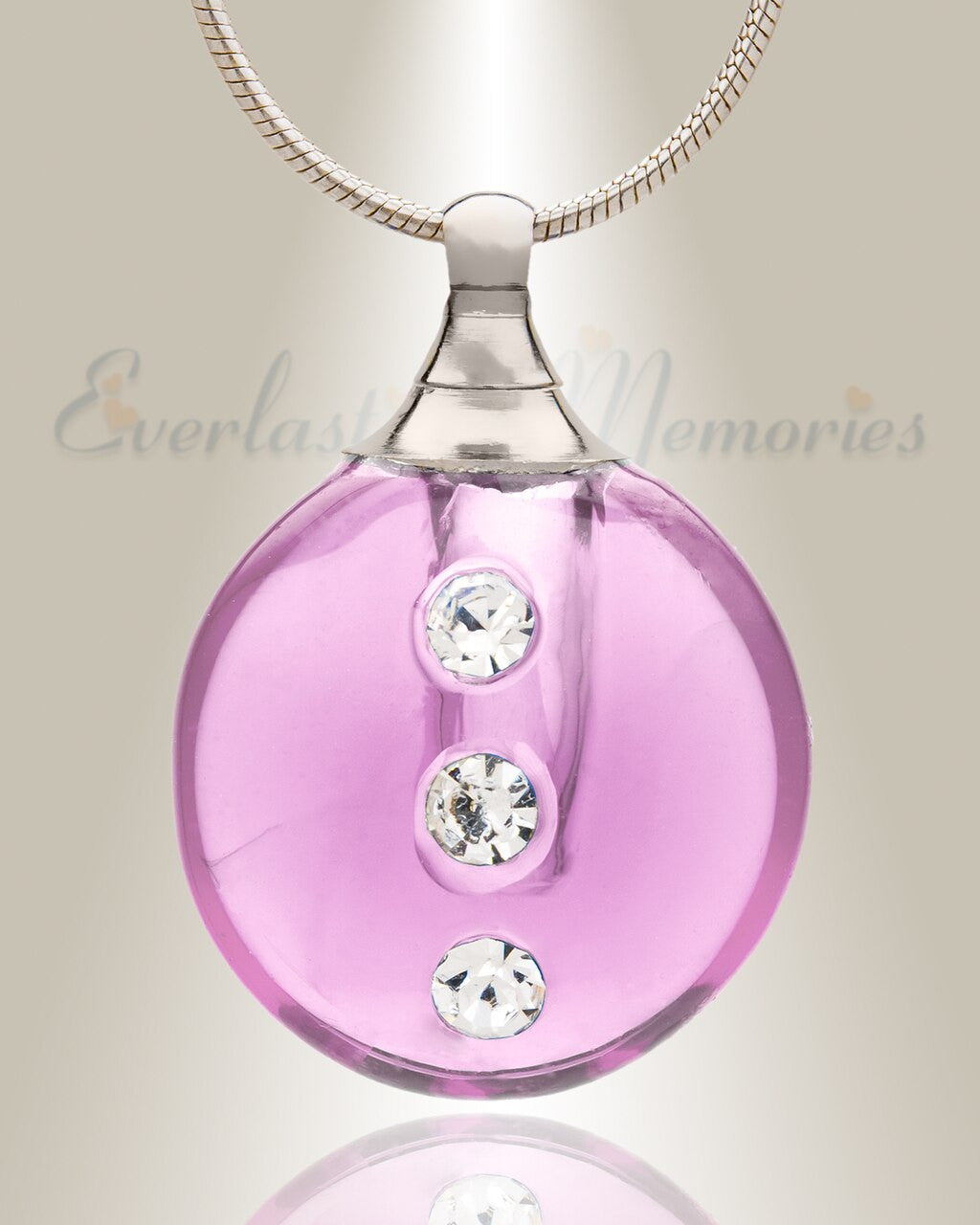 Glass Locket Pink Stability Cremation Urn Necklace