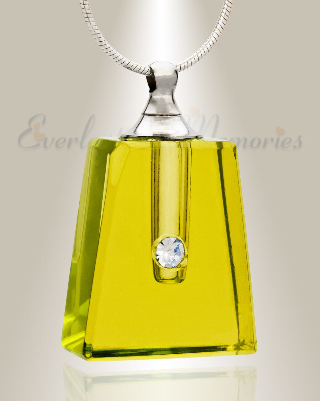 Glass Locket Yellow Tribute Memorial Urn Pendant