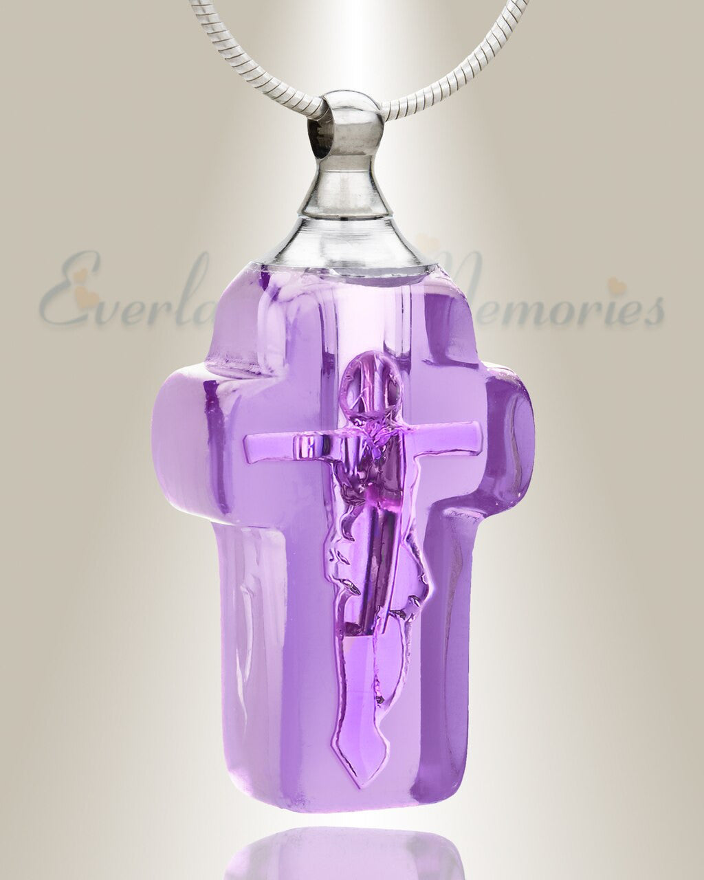 Glass Locket Violet Honorable Cross Urn Locket