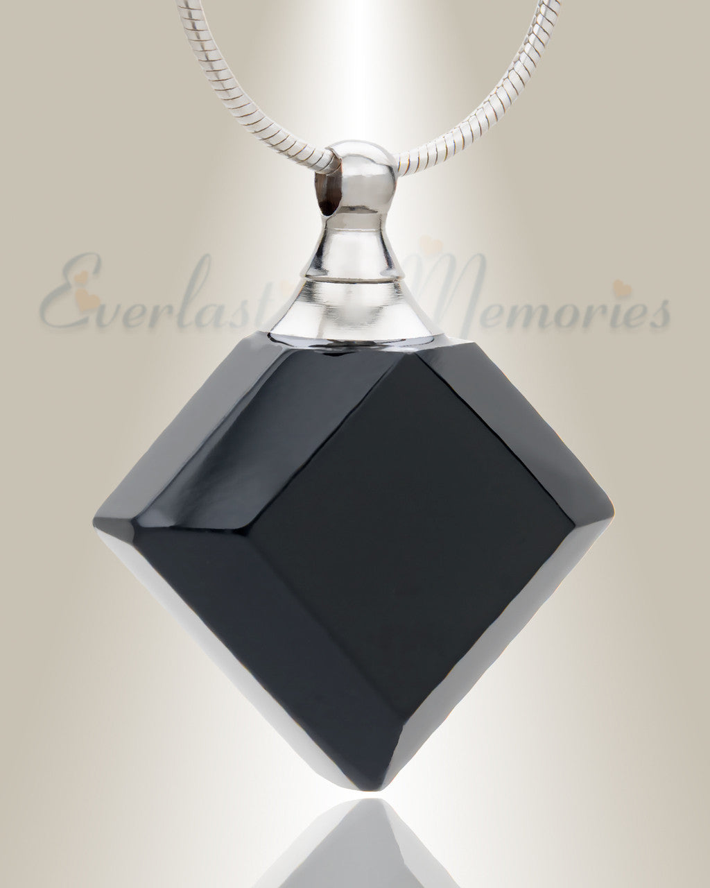 Glass Locket Ebony Diamond Keepsake Pendant