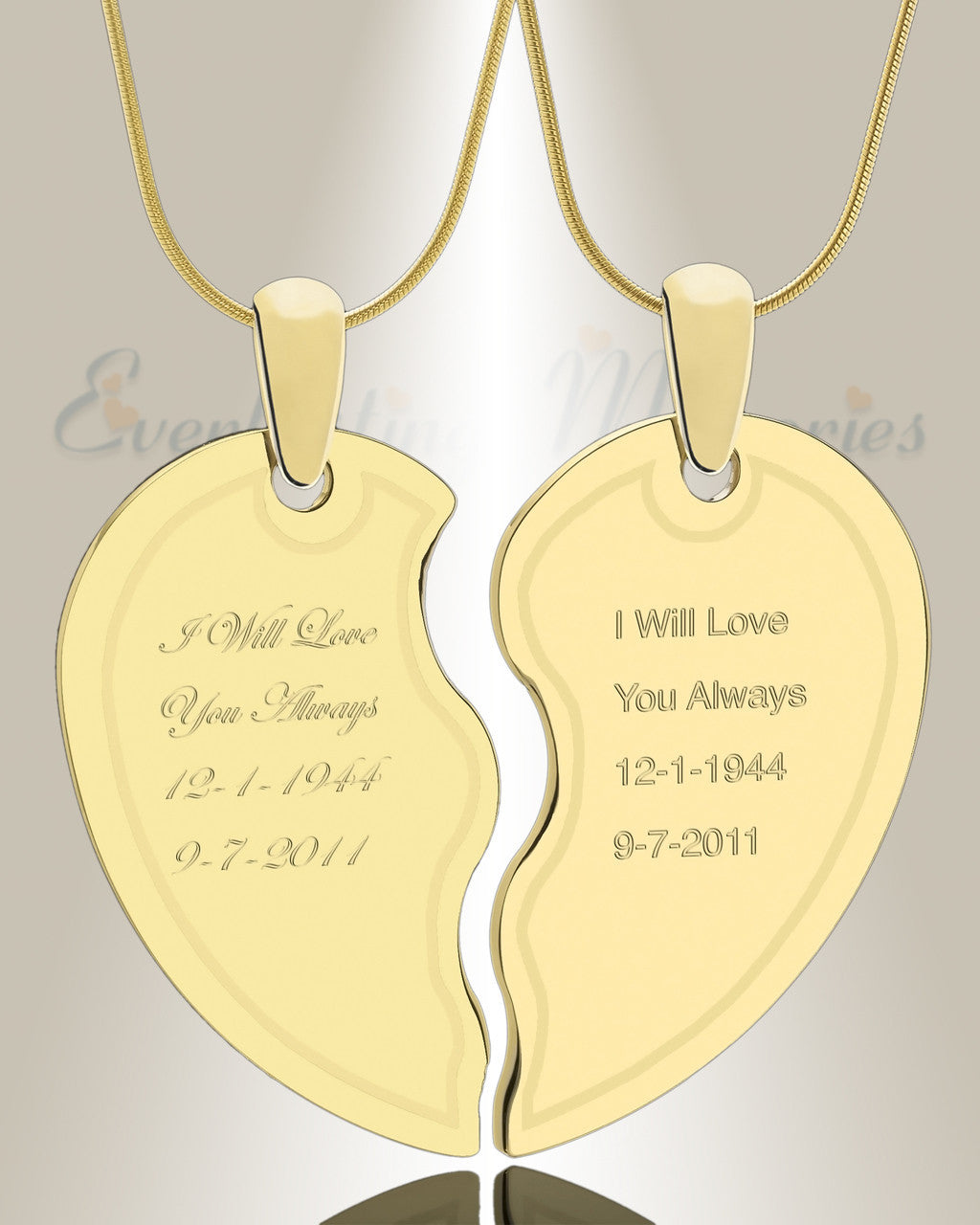 Double Picture Engraved Heart Gold Plated Pendant