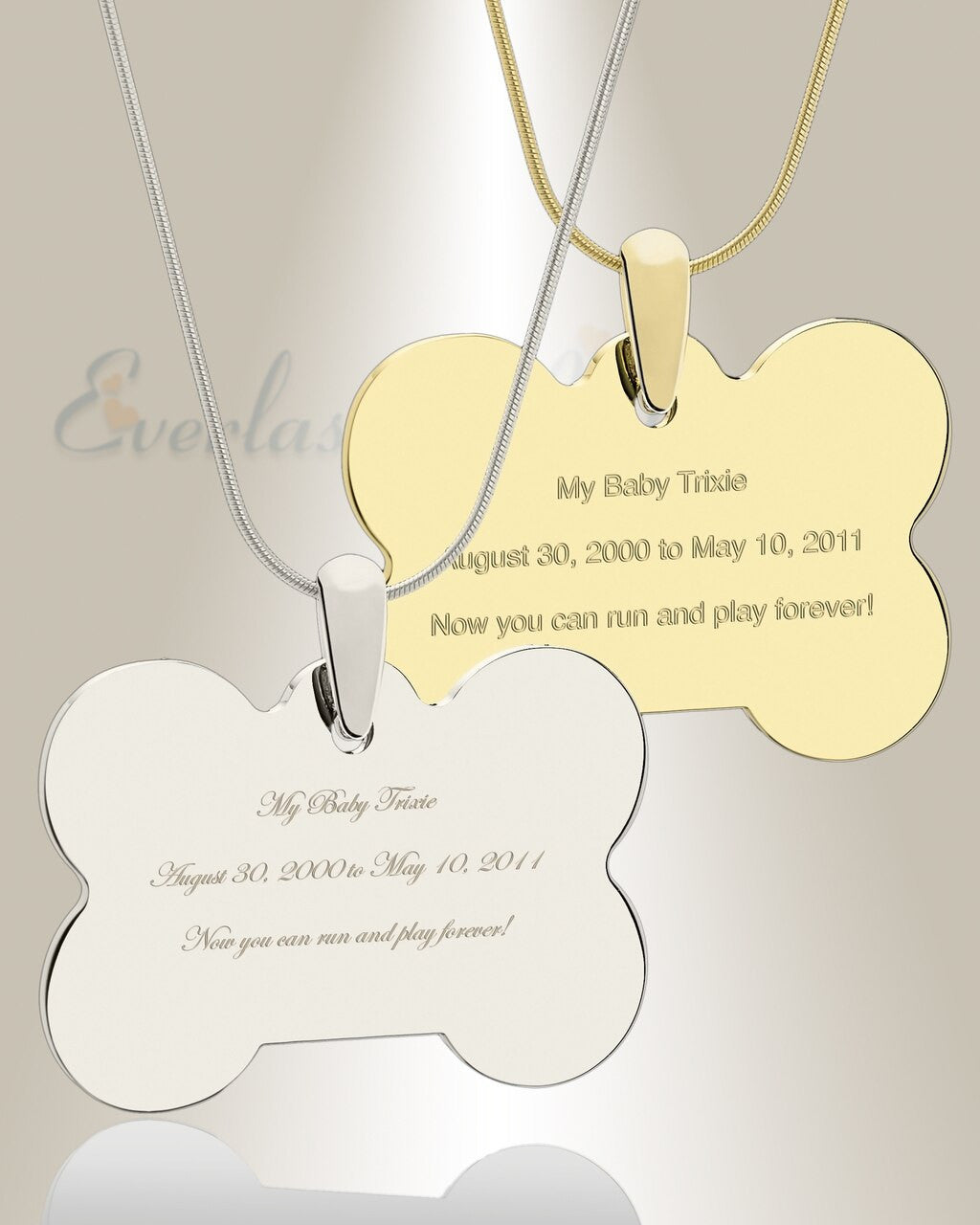 Bone Photo Engraved Gold Plated Pet Keepsake