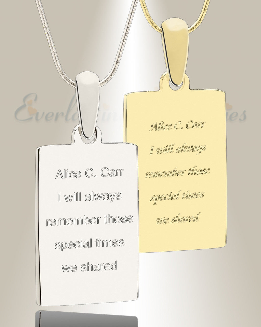Rectangle Photo Engraved Gold Plated over Stainless Keepsake