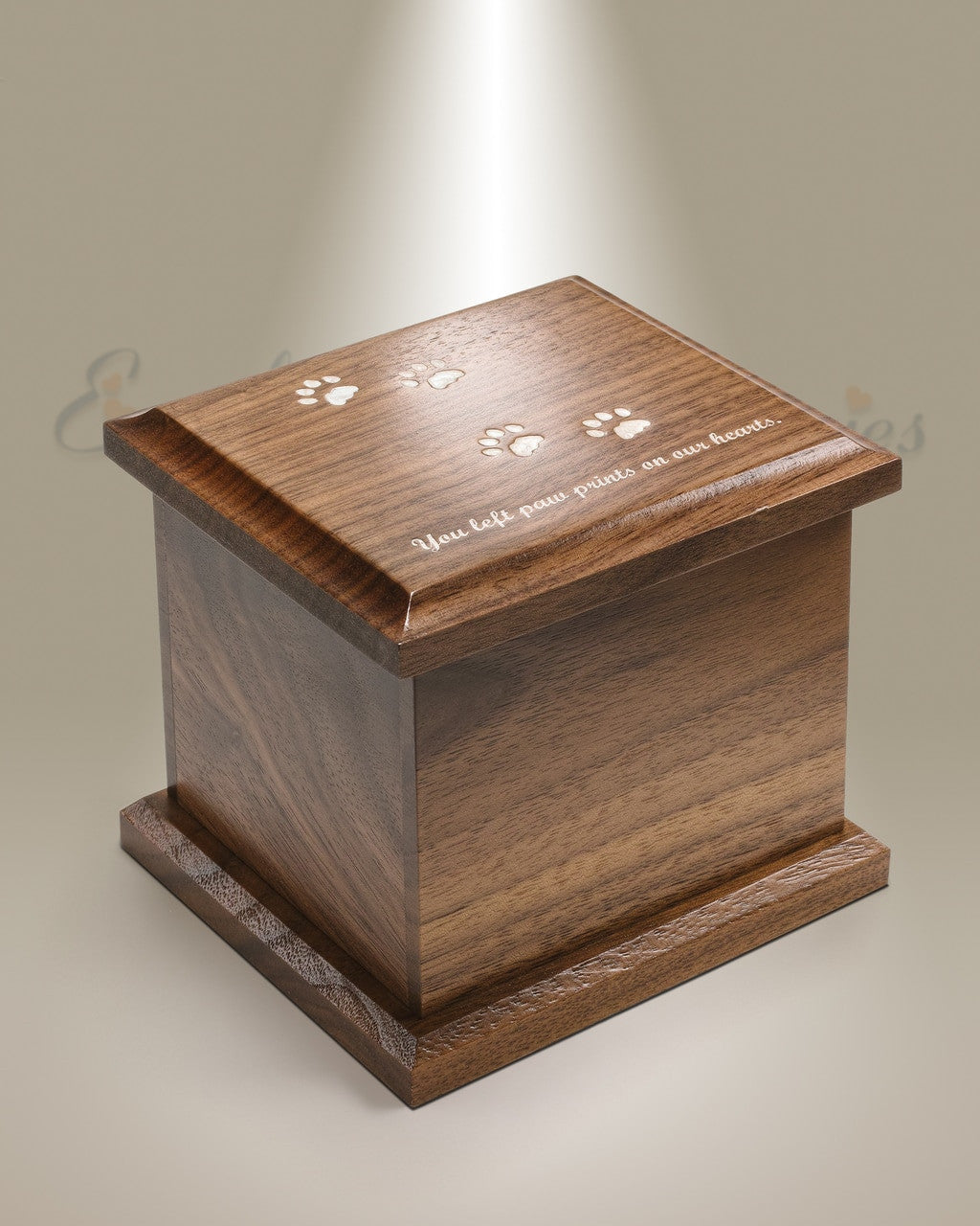 Extra Small Walnut Cremation Urn w/ Pawprints