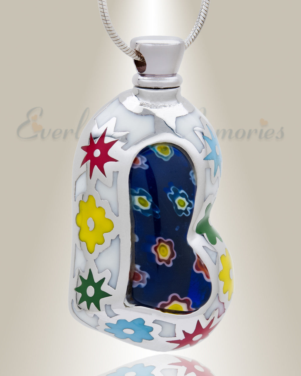 White Dynamic Heart Cremation Jewelry